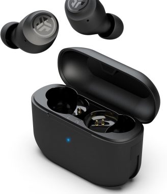 JLab Go Air Pop True Wireless Bluetooth Earbuds + Charging Case, Black, Dual Connect, IPX4 Sweat Resistance, Bluetooth 5.1 Connection, 3 EQ Sound Settings Signature, Balanced, Bass Boost