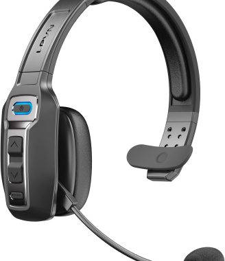 LEVN Bluetooth Headset with Microphone, Trucker Bluetooth Headset with AI Noise Cancelling & Mute Button, Wireless On-Ear Headphones 60 Hrs Working Time, for Trucker Home Office Remote Work Zoom