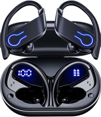 Wireless Bluetooth Earbuds 120H Playtime Bluetooth 5.3 Ear Buds for Sports, Hi-fi Stereo Earphones with LED Display Charging Case, Headphones for Running/Workout Audifonos Bluetooth inalambricos